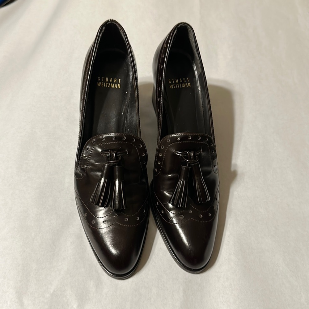 STUART WEITZMAN BEAUTIFUL BROWN COLOR TASSEL LOAFERS PUMP SHOES SIZE 7